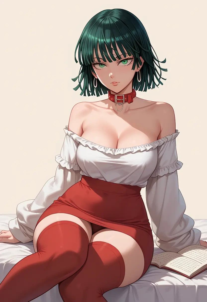 one-punch_man,fubuki_(one-punch_man),collar,oversized,Thigh garters  - 