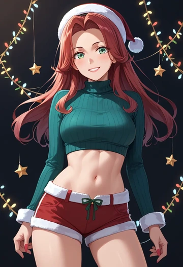 kantai_collection,fubuki_kai_ni_(kancolle),Christmas,red velvet shorts  - AI generated anime art