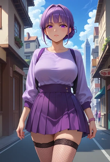 clannad,fujibayashi_kyou,mini skirt, stockings  - AI generated anime art