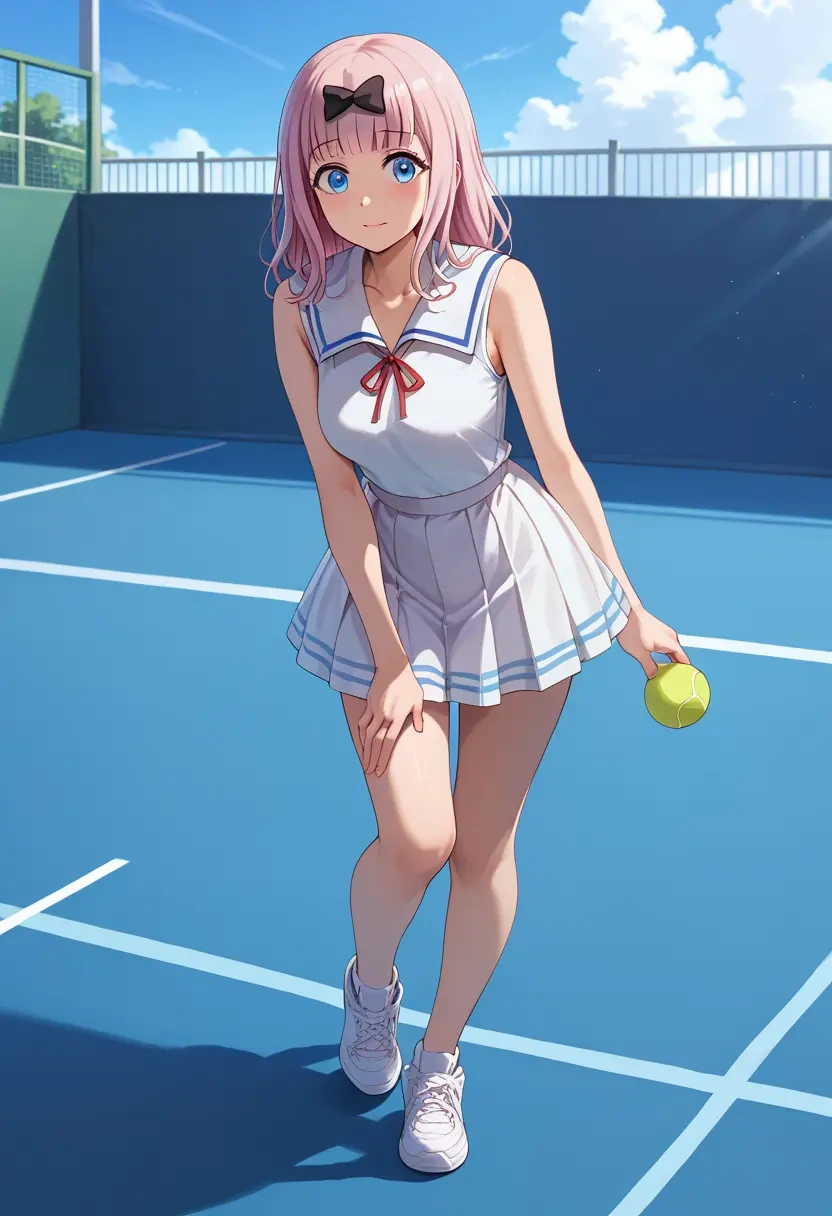 kaguya-sama_wa_kokurasetai_~tensai-tachi_no_renai_zunousen~,fujiwara_chika,tennis skirt  - 