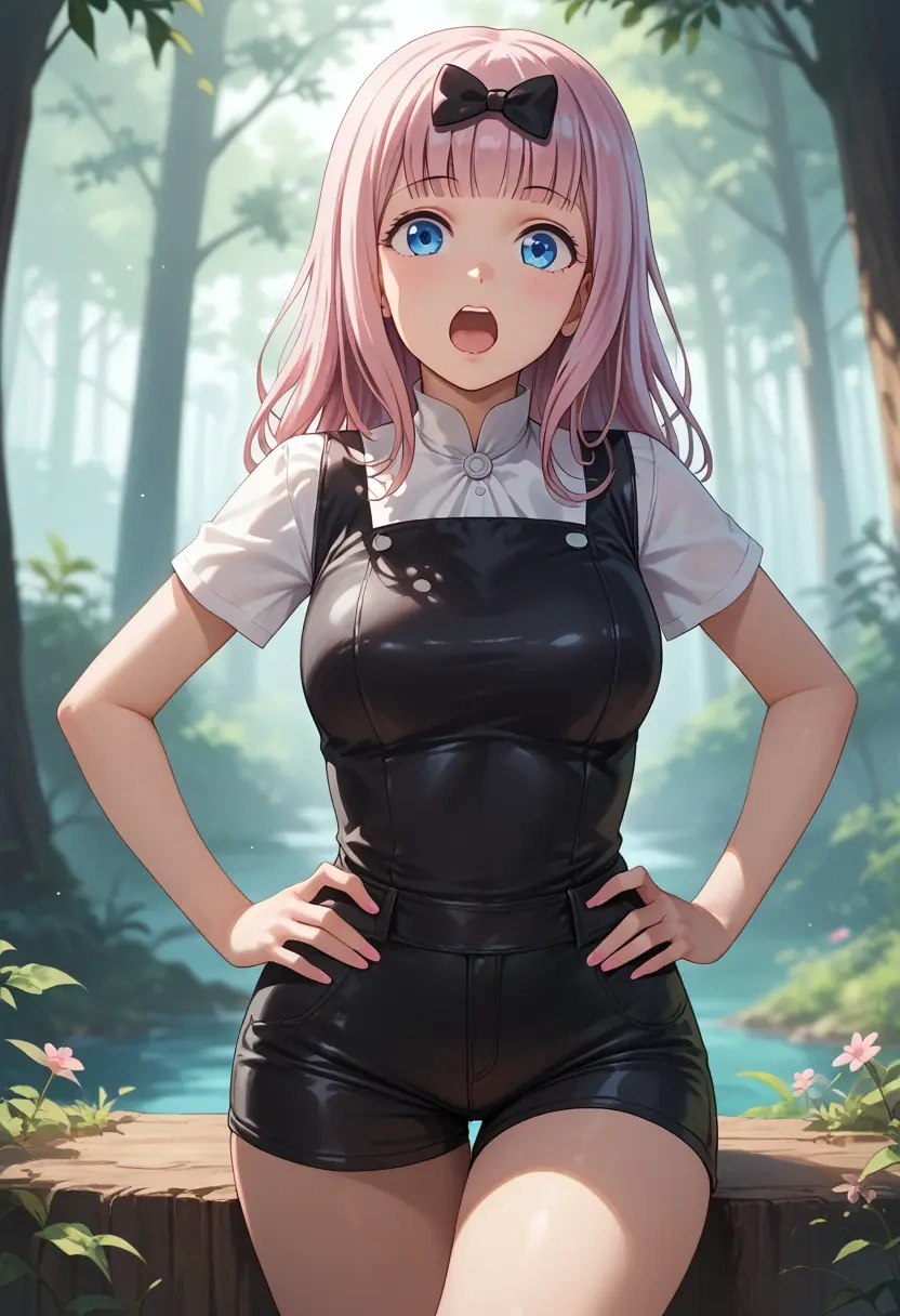 kaguya-sama_wa_kokurasetai_~tensai-tachi_no_renai_zunousen~,fujiwara_chika,leather,shorts  - 