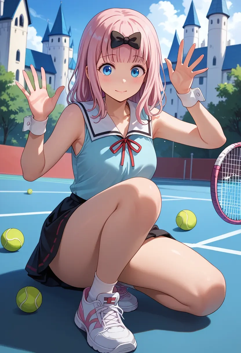 kaguya-sama_wa_kokurasetai_~tensai-tachi_no_renai_zunousen~,fujiwara_chika,tennis skirt  - 