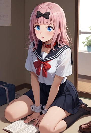 kaguya-sama_wa_kokurasetai_~tensai-tachi_no_renai_zunousen~,fujiwara_chika,sailor, uniform  - AI generated anime art