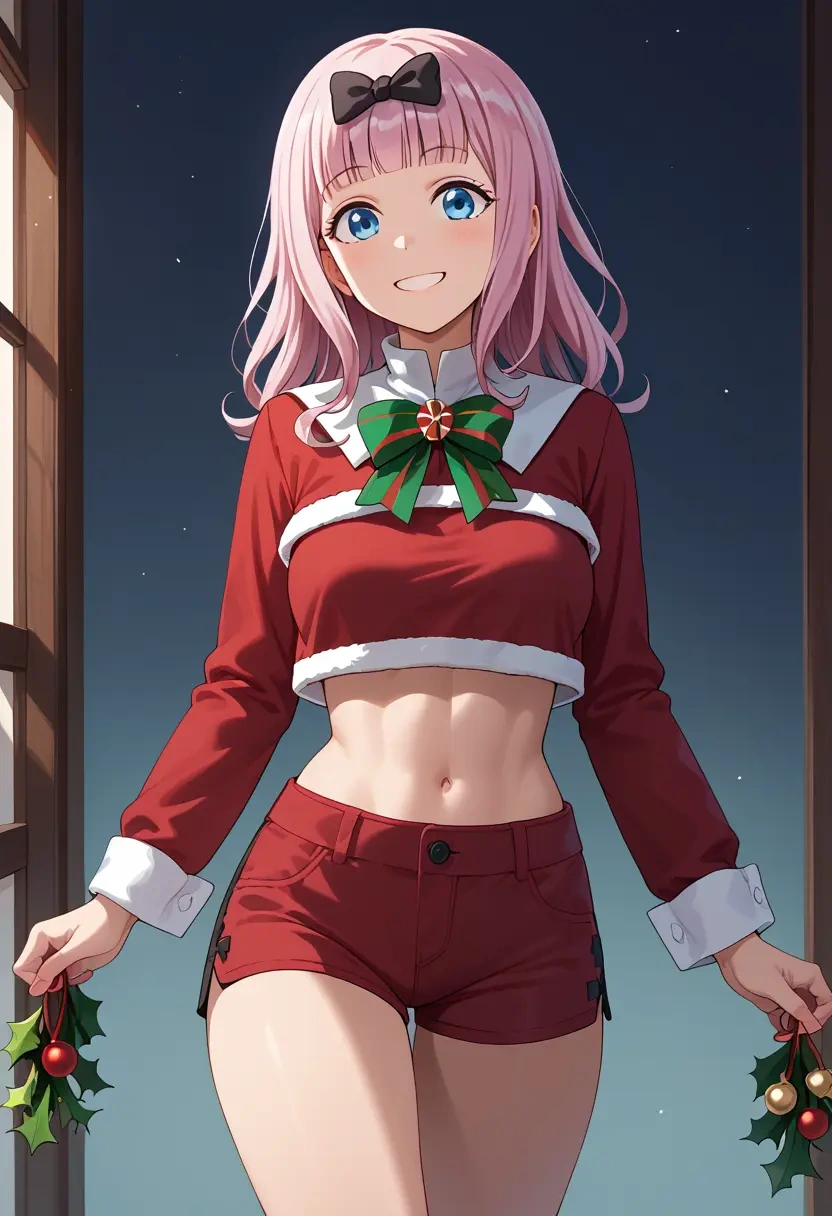 kaguya-sama_wa_kokurasetai_~tensai-tachi_no_renai_zunousen~,fujiwara_chika,Christmas,red velvet shorts  - 