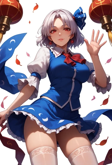 touhou,fujiwara_no_mokou,mini skirt, stockings  - AI generated anime art