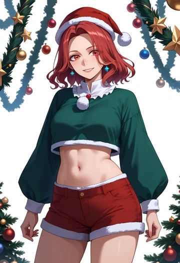 touhou,fujiwara_no_mokou,Christmas,red velvet shorts  - AI generated anime art