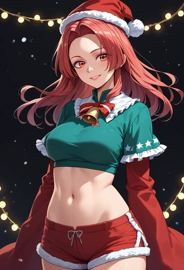 touhou,fujiwara_no_mokou,Christmas,red velvet shorts  - AI generated anime art