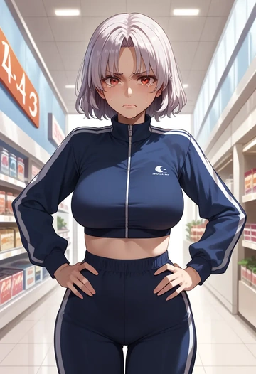 touhou,fujiwara_no_mokou,athletic,track suit  - AI generated anime art