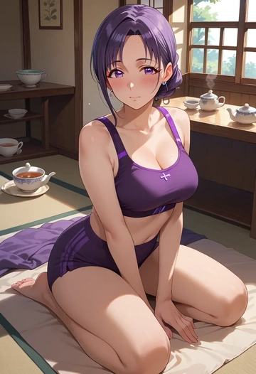 idolmaster,fukumaru_koito,sports bra,high-waisted leggings  - AI generated anime art