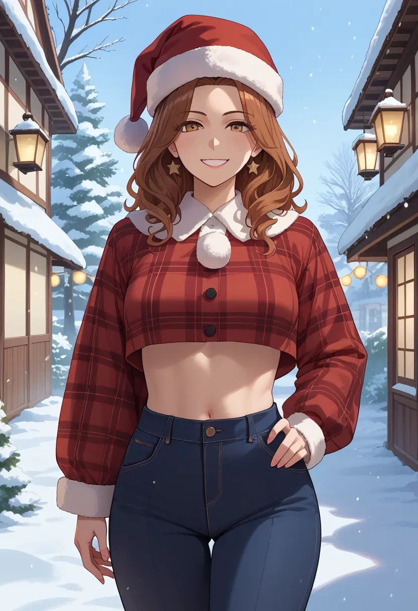 maria-sama_ga_miteru,fukuzawa_yumi,Christmas,plaid trousers  - 