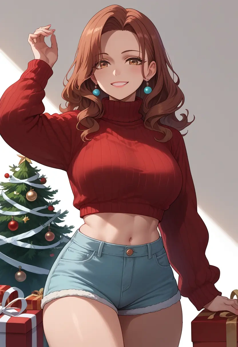 maria-sama_ga_miteru,fukuzawa_yumi,Christmas,red velvet shorts,turtleneck sweater  - 