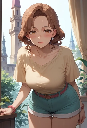 maria-sama_ga_miteru,fukuzawa_yumi,jogger shorts,oversized tank  - AI generated anime art