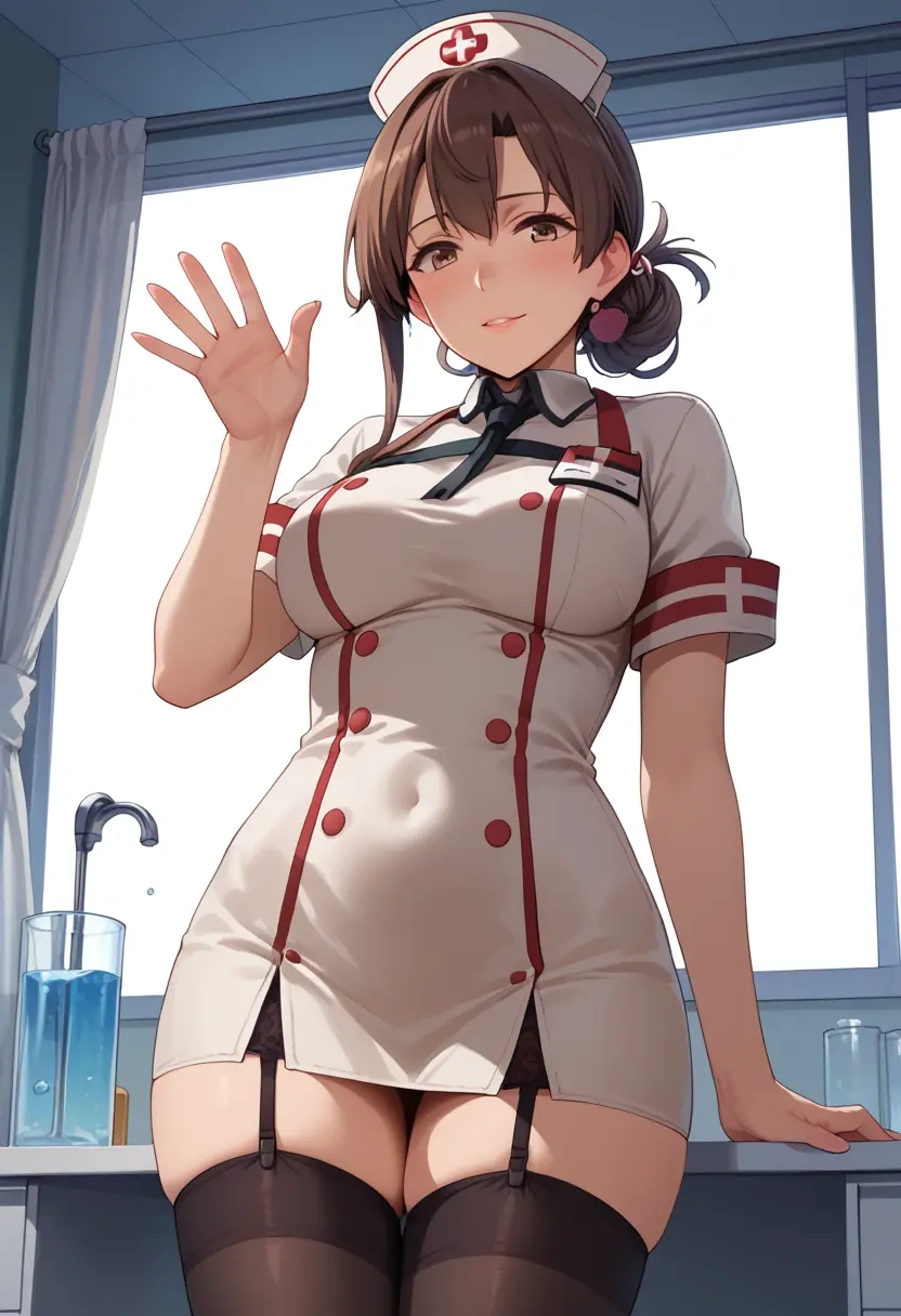 kantai_collection,fumizuki_(kancolle),nurse pantyhose,mini skirt, sexy  - 