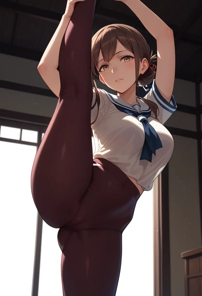 kantai_collection,fumizuki_(kancolle),yoga, standing split,sexy,  - 