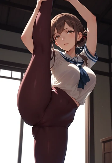 kantai_collection,fumizuki_(kancolle),yoga, standing split,sexy,  - AI generated anime art