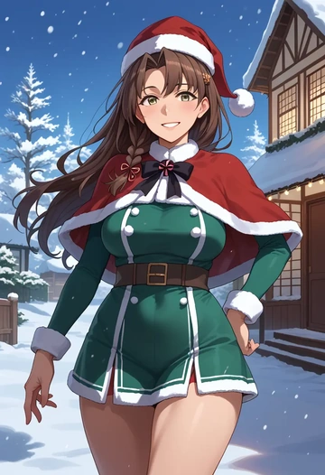 kantai_collection,fumizuki_(kancolle),Christmas,dress  - AI generated anime art