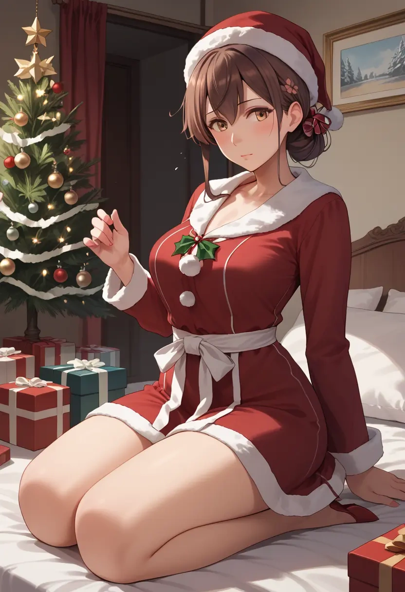 kantai_collection,fumizuki_(kancolle),Christmas,red velvet dress  - 