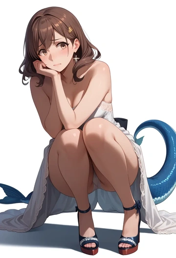 kantai_collection,fumizuki_(kancolle),gown,strapless,mermaid silhouette  - AI generated anime art