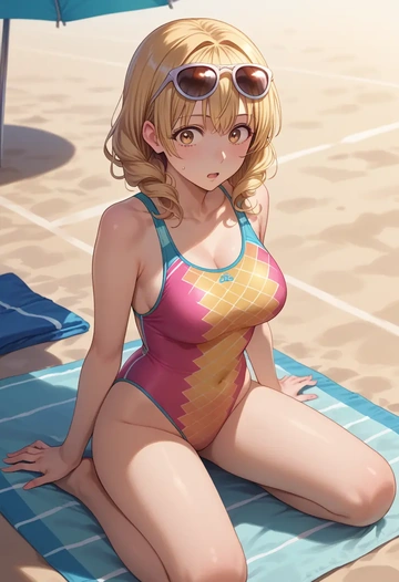 yuru_yuri,funami_yui,swimsuit,sexy  - AI generated anime art