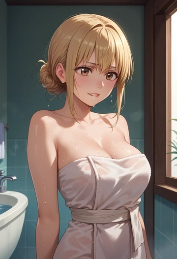 yuru_yuri,funami_yui,towel,sexy  - AI generated anime art