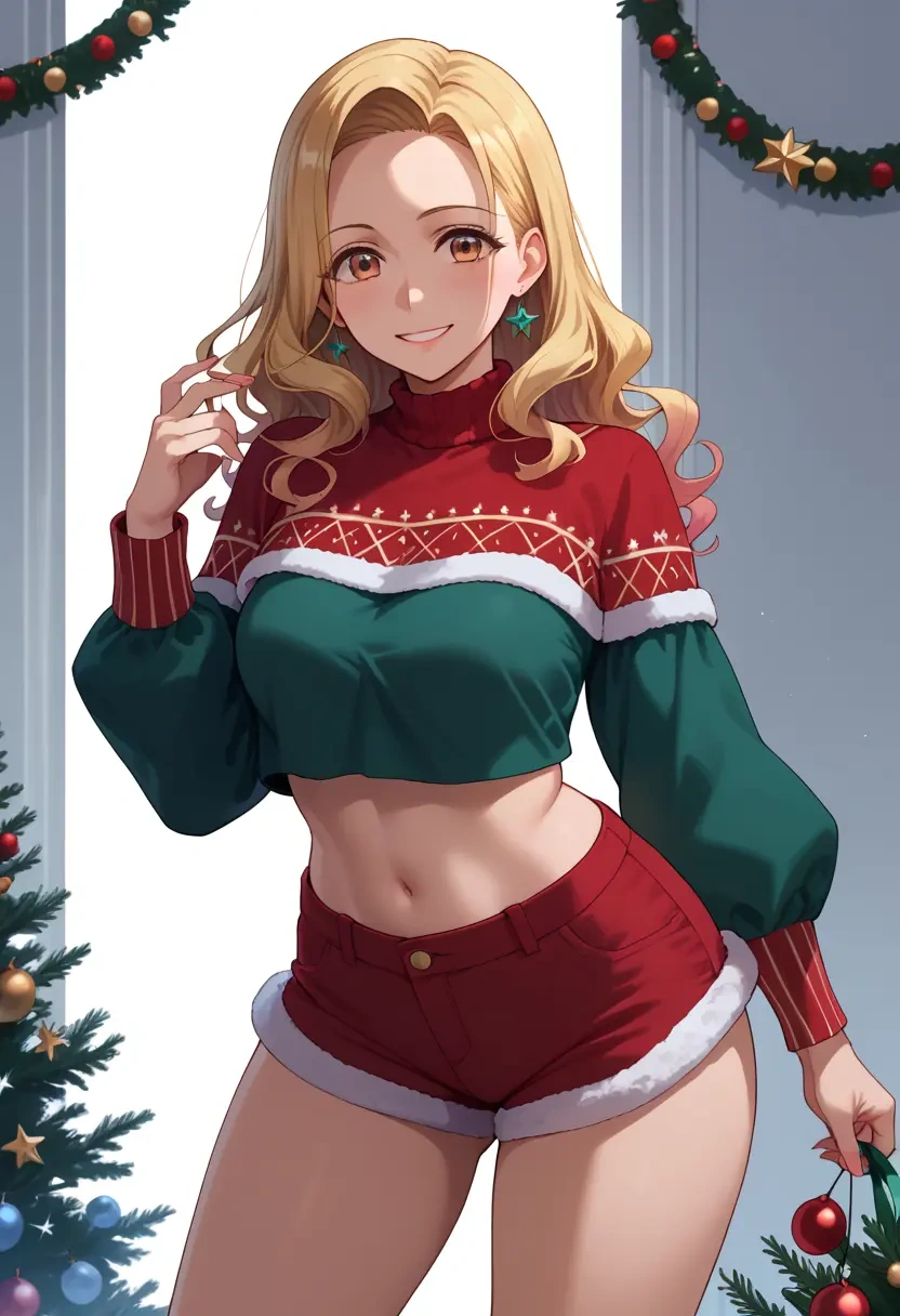 yuru_yuri,funami_yui,Christmas,red velvet shorts  - 