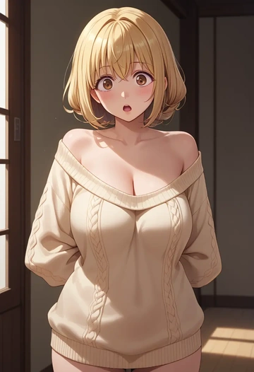 yuru_yuri,funami_yui,sweater  - AI generated anime art