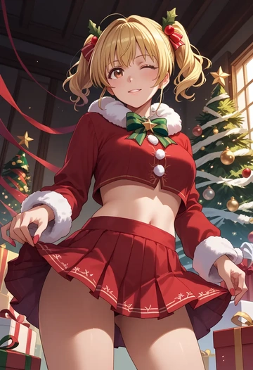 yuru_yuri,funami_yui,Christmas,skirt  - AI generated anime art