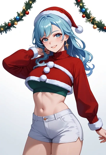 genshin_impact,furina_(genshin_impact),Christmas,red velvet shorts  - AI generated anime art