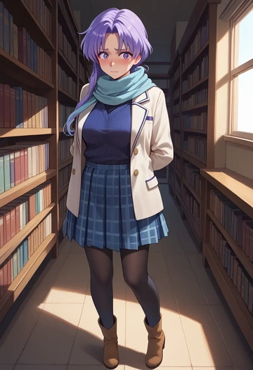 higurashi_no_naku_koro_ni,furude_rika,winter,student uniform,down jacket  - AI generated anime art