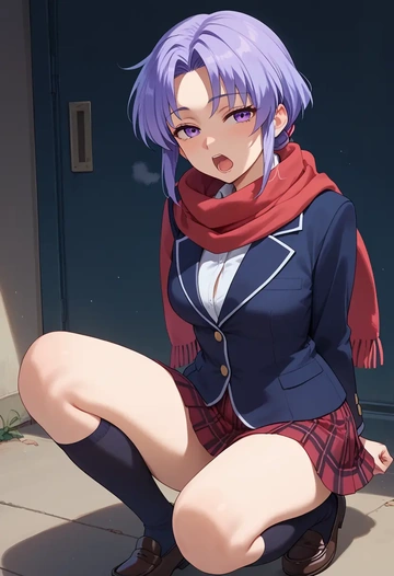 higurashi_no_naku_koro_ni,furude_rika,winter,student uniform,plaid skirt  - AI generated anime art