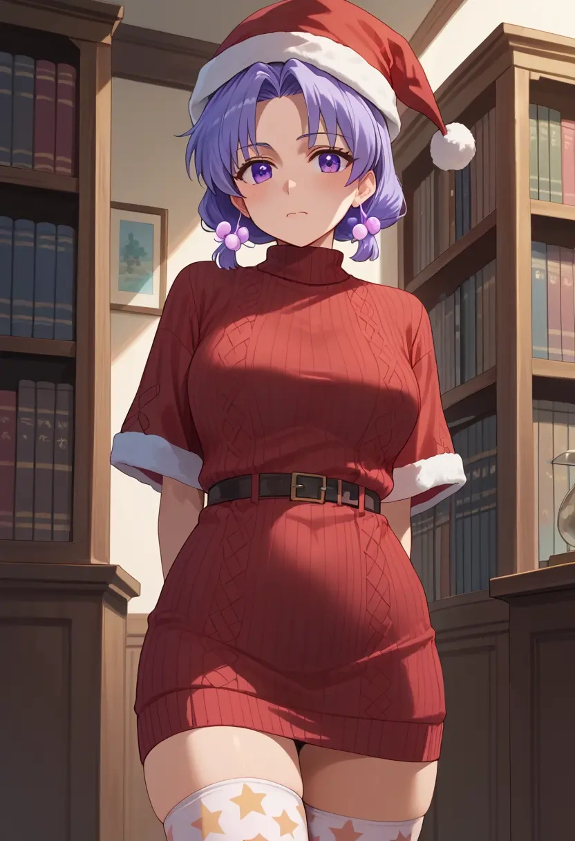 higurashi_no_naku_koro_ni,furude_rika,Christmas,sweater dress,stockings  - 