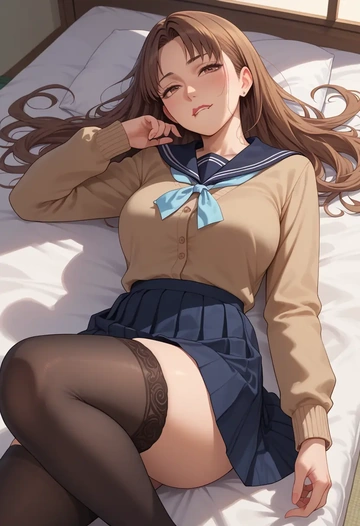 clannad,furukawa_nagisa,jk uniform, stockings  - AI generated anime art