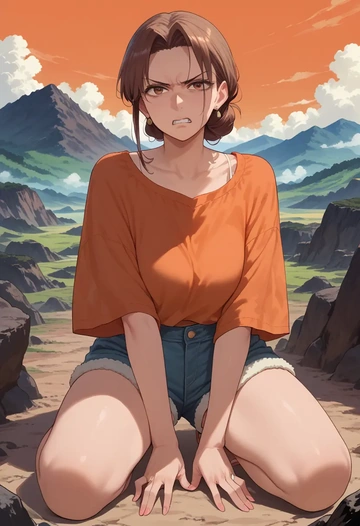 clannad,furukawa_nagisa,graphic tee,shorts,sneakers  - AI generated anime art