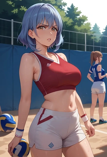 yuru_yuri,furutani_himawari,volleyball uniform  - AI generated anime art