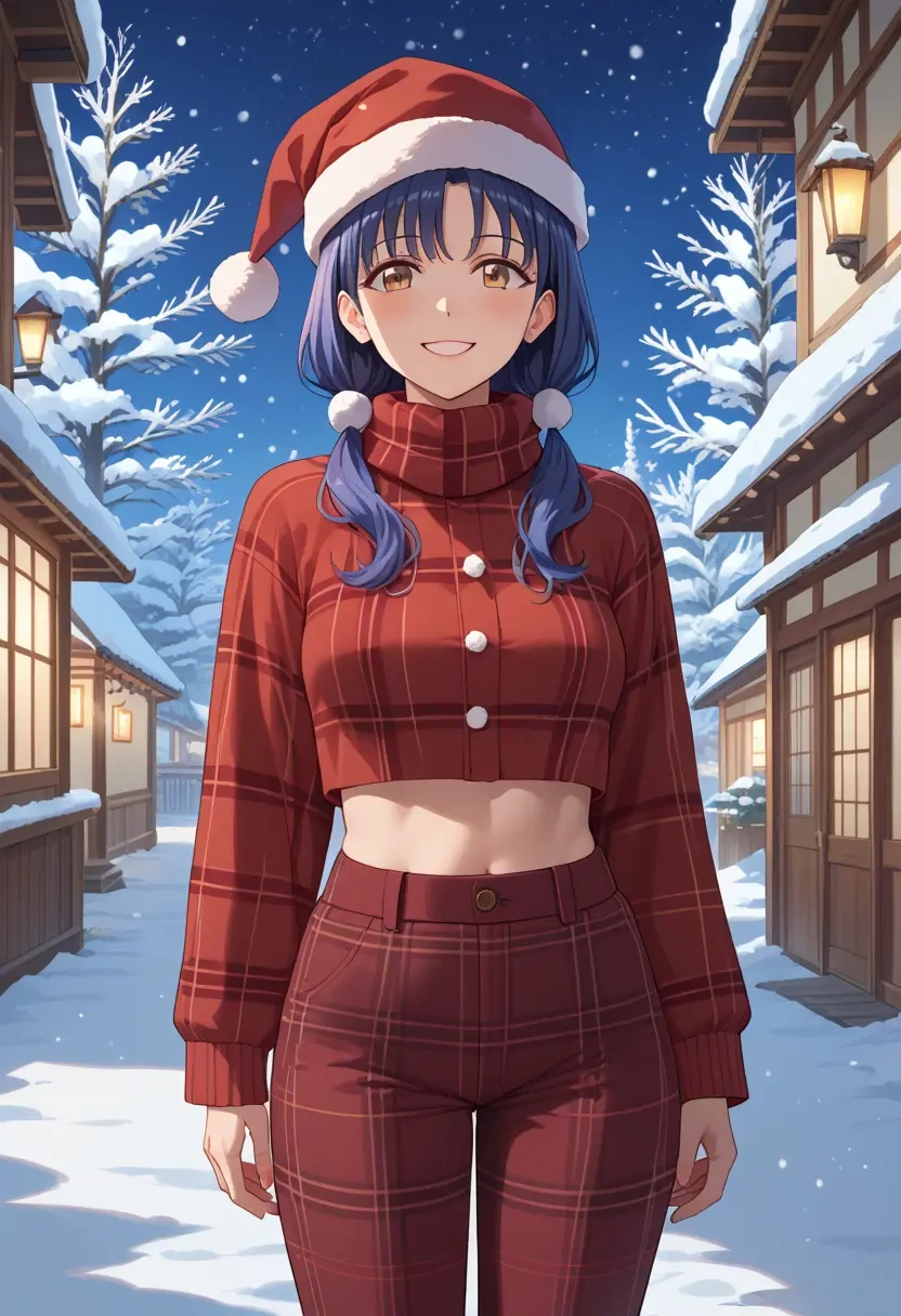 yuru_yuri,furutani_himawari,Christmas,plaid trousers  - 