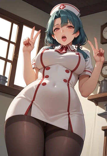 kantai_collection,fusou_(kancolle),nurse pantyhose,mini skirt, sexy  - AI generated anime art