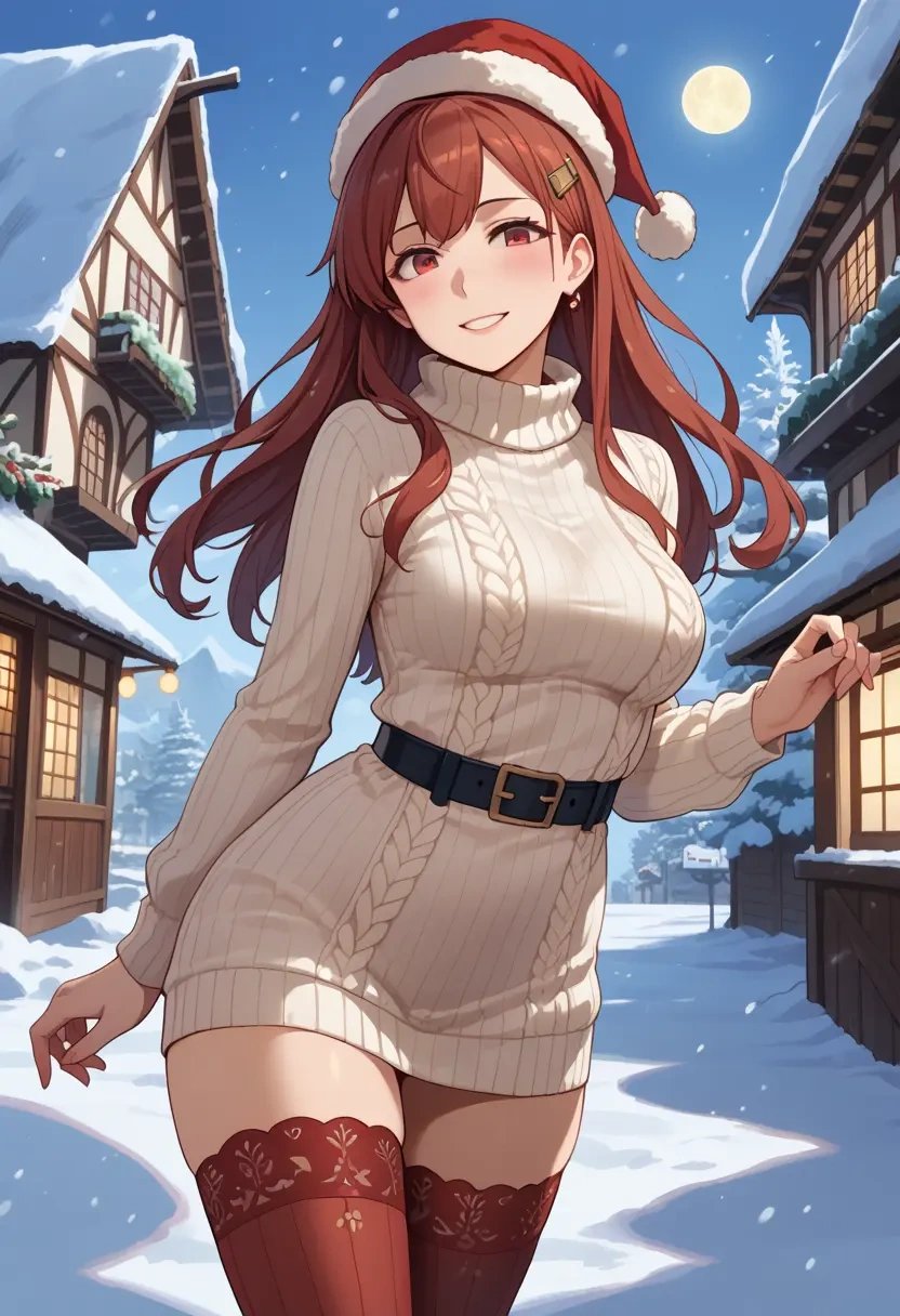 kantai_collection,fusou_(kancolle),Christmas,sweater dress,stockings  - 