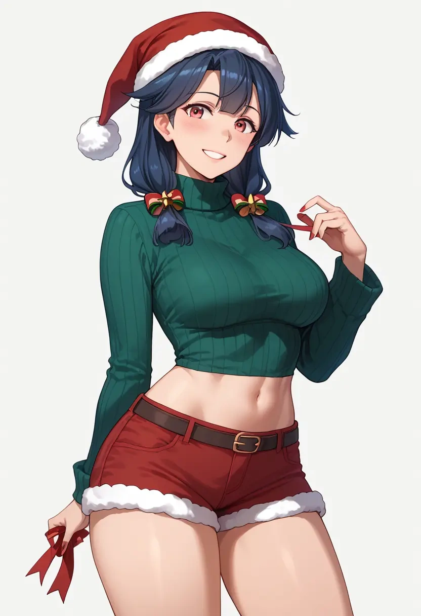 kantai_collection,fusou_(kancolle),Christmas,red velvet shorts,turtleneck sweater  - 