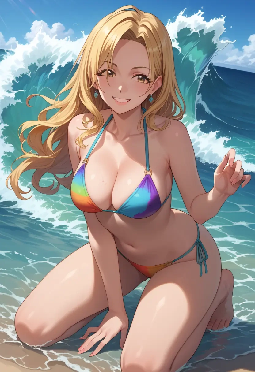 idolmaster,futaba_anzu,bikini,rainbow-colored,sexy  - 