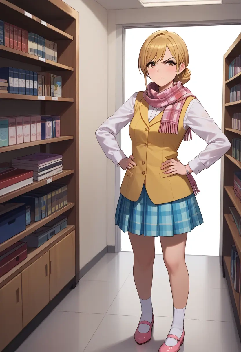 idolmaster,futaba_anzu,spring,student uniform,vest  - 