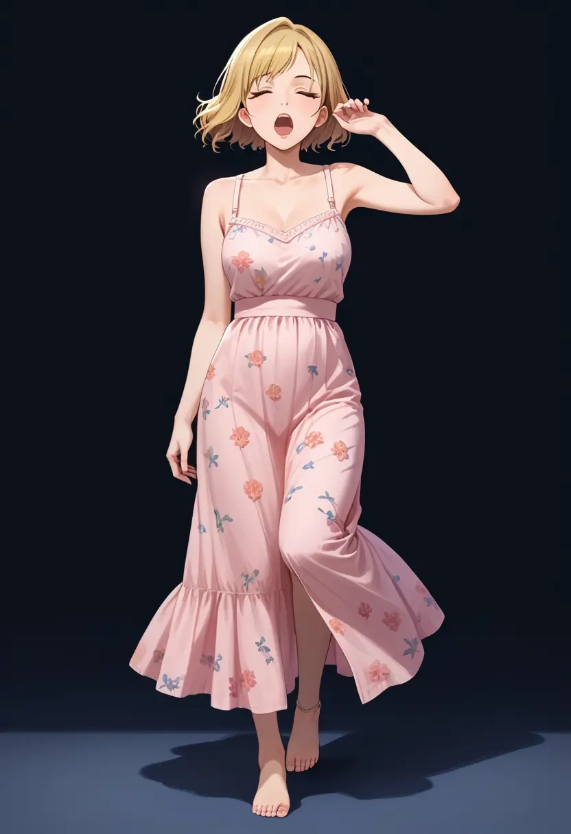 idolmaster,futaba_anzu,silk slip dress,floral prints  - 