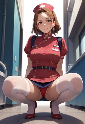 idolmaster,futami_ami,nurse,stockings,sexy,panties  - AI generated anime art