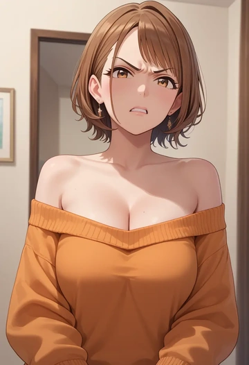 idolmaster,futami_ami,orange,sweater  - AI generated anime art