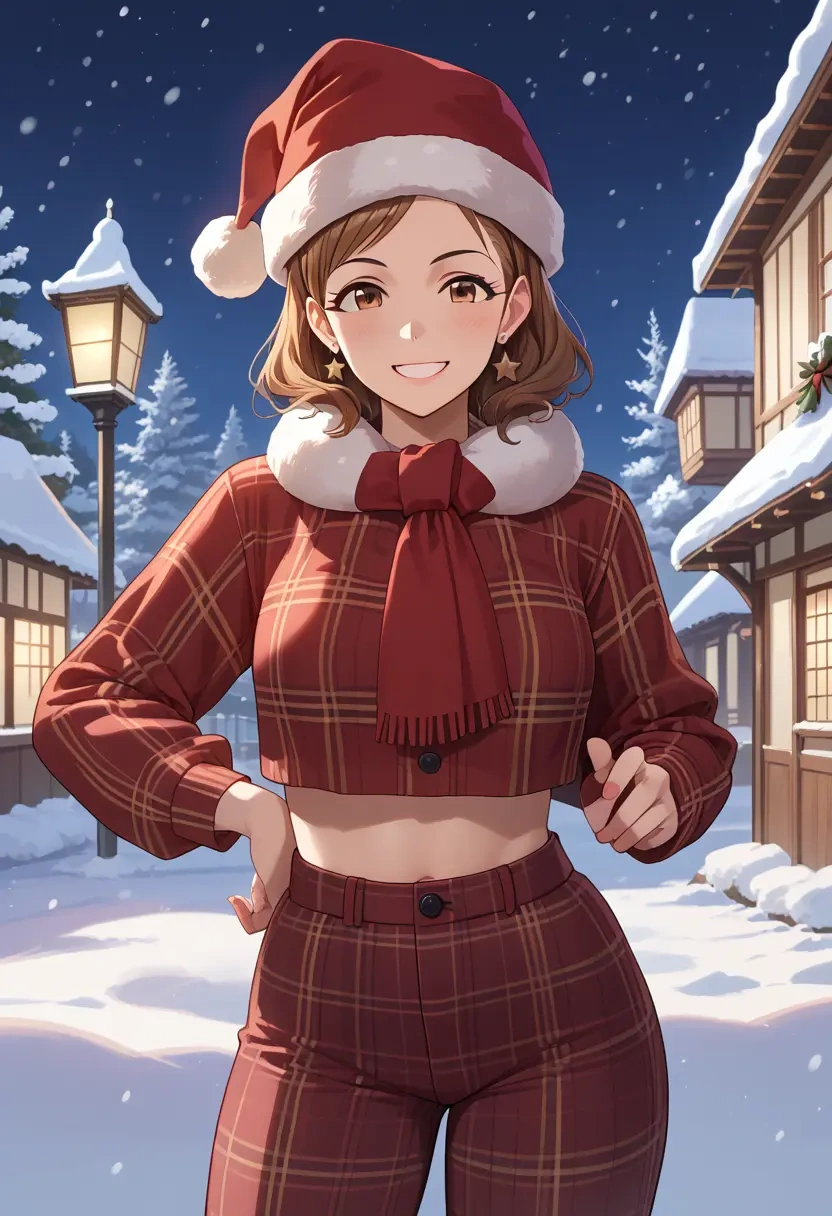 idolmaster,futami_ami,Christmas,plaid trousers  - 