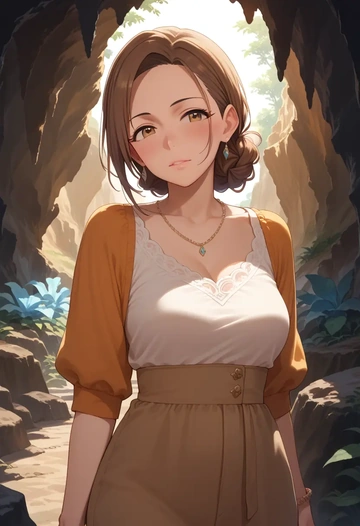 idolmaster,futami_ami,mesh graffiti top,dolphin shorts  - AI generated anime art