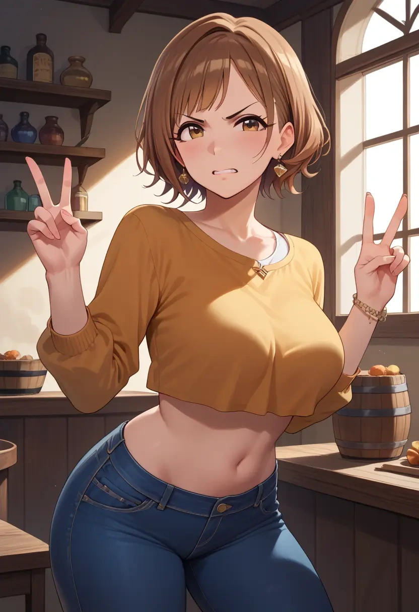 idolmaster,futami_mami,crop top  - 