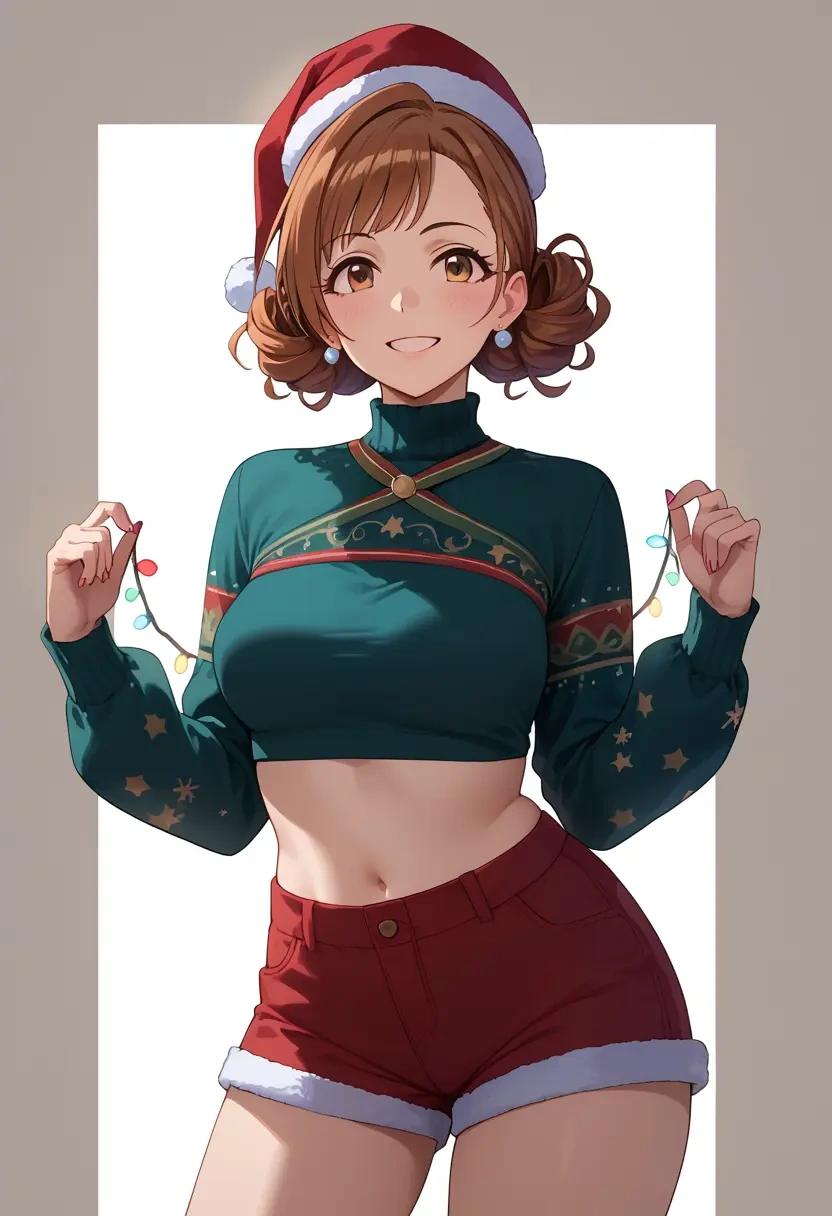 idolmaster,futami_mami,Christmas,red velvet shorts  - 