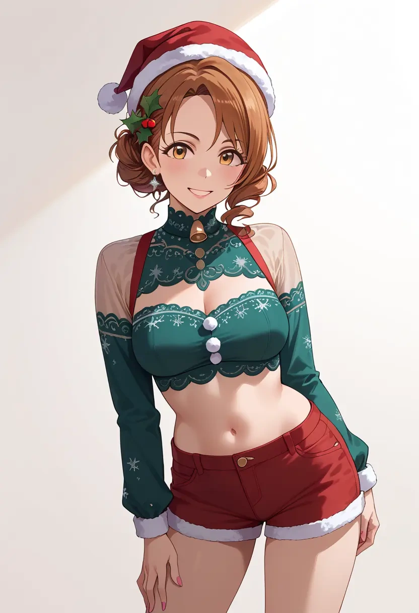 idolmaster,futami_mami,Christmas,red velvet shorts  - 