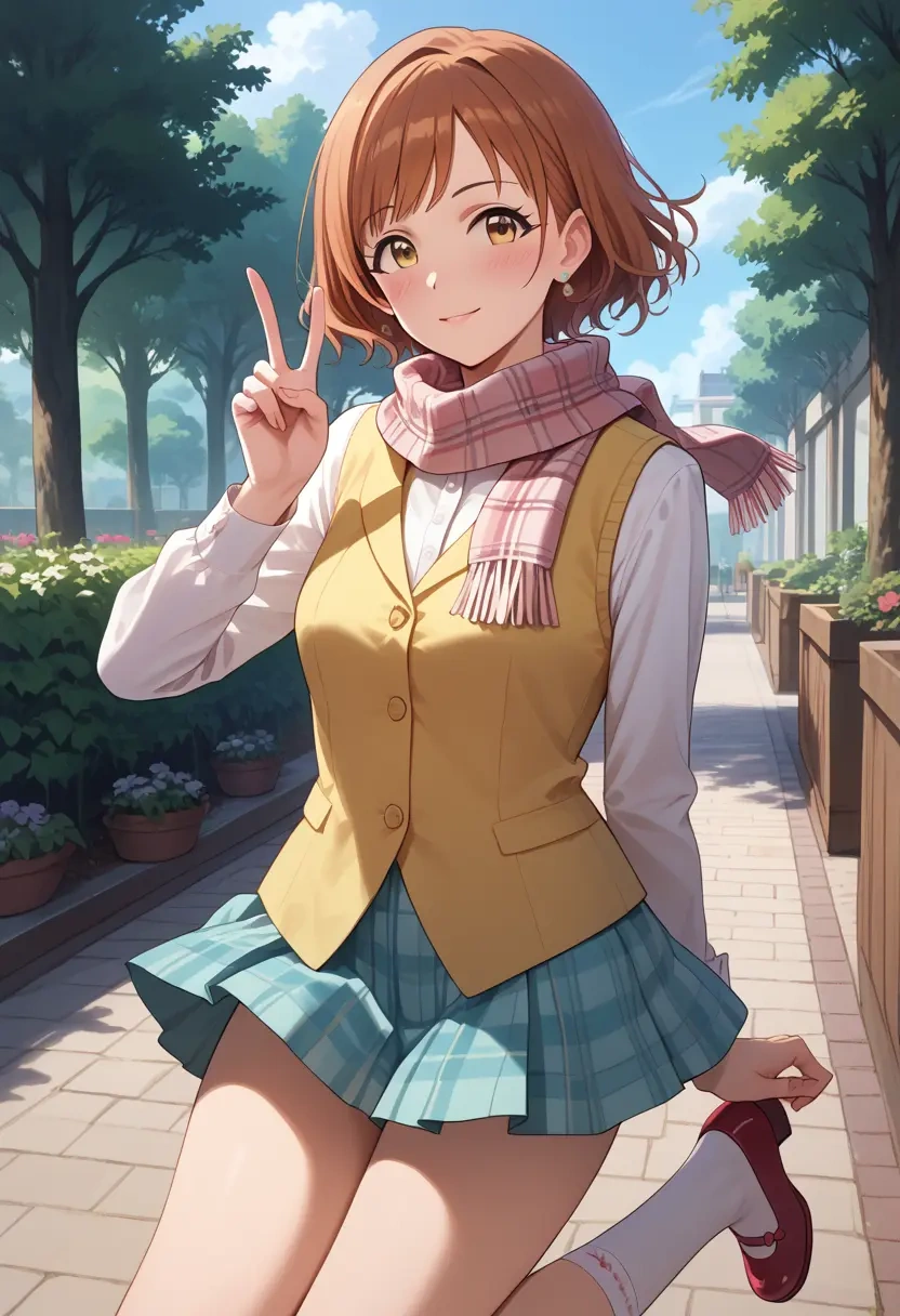 idolmaster,futami_mami,spring,student uniform,vest  - 