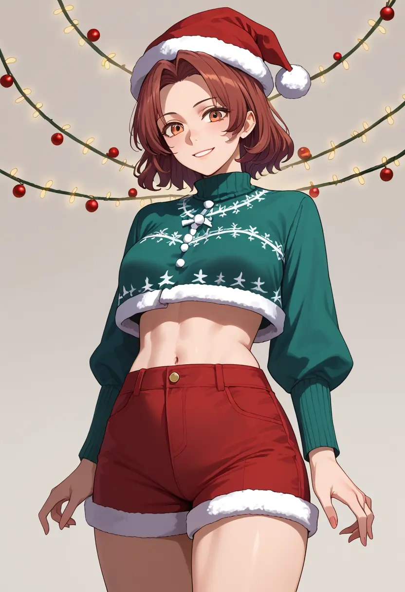 touhou,futatsuiwa_mamizou,Christmas,red velvet shorts  - 